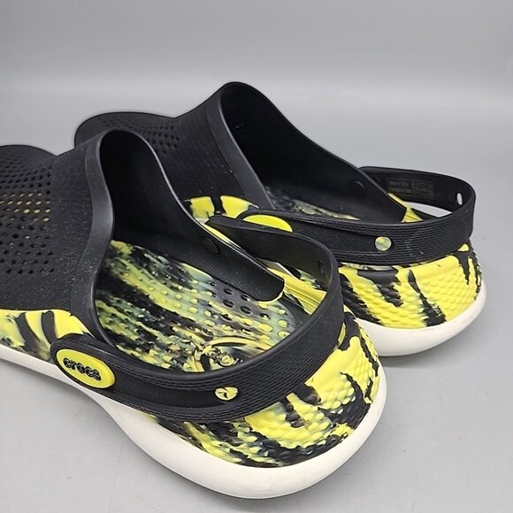 crocs literide 360 Yellow Back Marble Mens 10 Women's 12 Clogs Slip On Shoes - Picture 3 of 6
